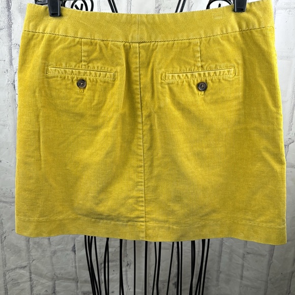 J Crew Factory Corduroy Mini Skirt Mustard Yellow Hook and Zipper Front Stretchy - Picture 5 of 10